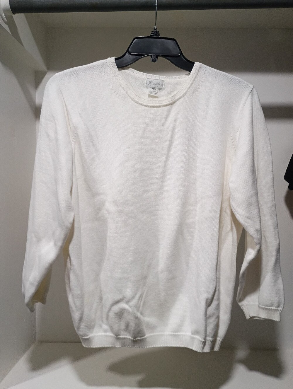 100% Cotton Knit Foxcroft 3/4 Sleeve Sweater